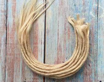 Light Blonde(#613) Permanent Human Hair Dreadlock Extensions(Loose Top & Loose Ends)