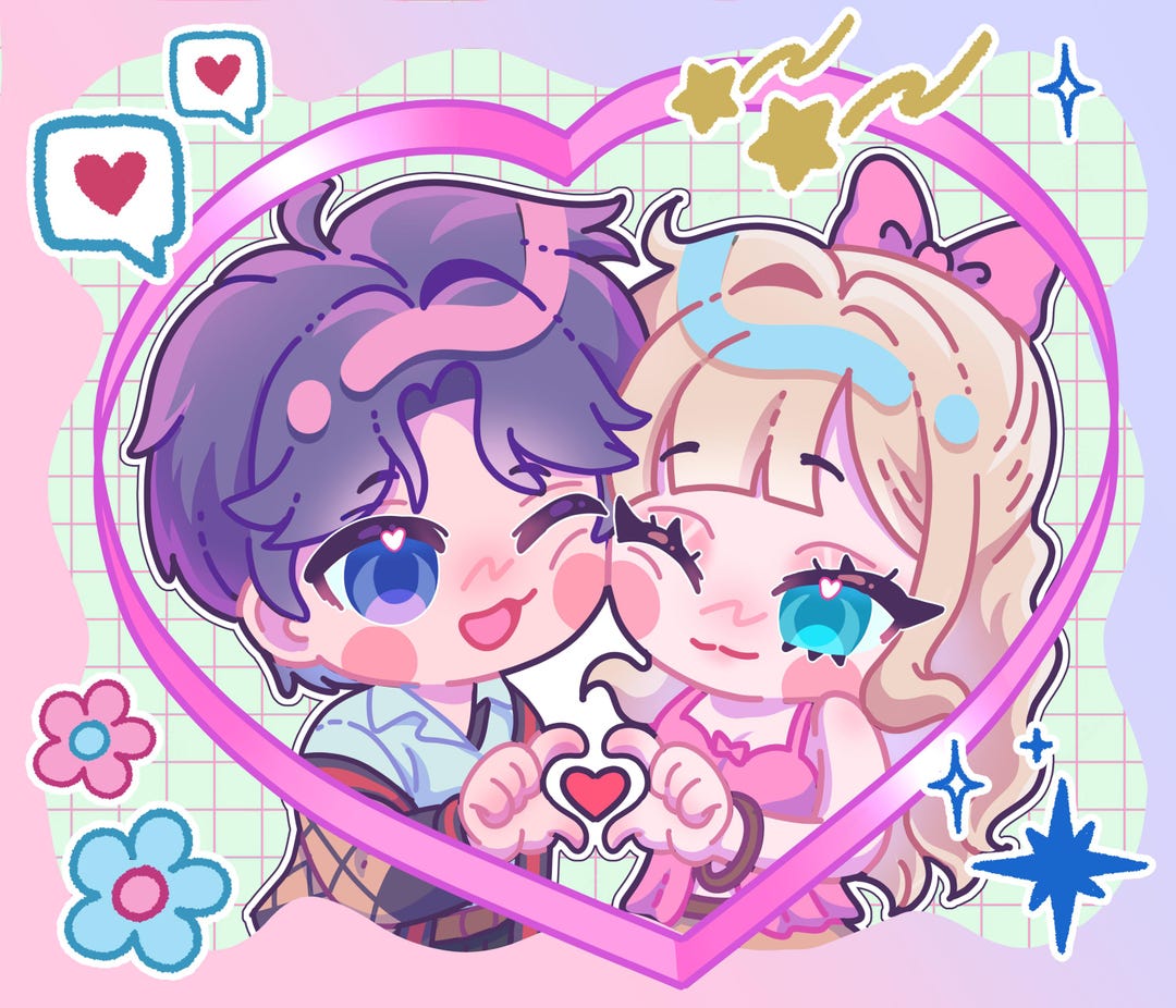 Chibi Couple: Custom Personalized Anime Couple Art, Yumeship, Selfship ...
