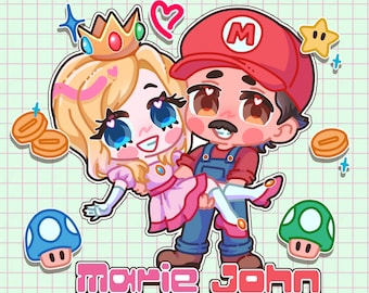 Custom Chibi Couple Art: Personalized Anime Portrait (Digital Download)