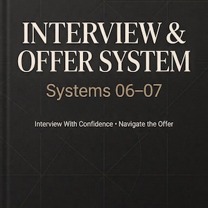 Könnte beinhalten: Ein schwarzer Bucheinband mit dem Text EDIT BY ESSENCE oben. In der Mitte steht der Titel INTERVIEW & OFFER SYSTEM Systems 06-07 und der Untertitel Interview With Confidence • Navigate the Offer. Unten sind ein E und Edit Your Everyday zu sehen.