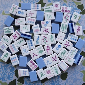 Engraved Mahjong Tile Set, Three Layer