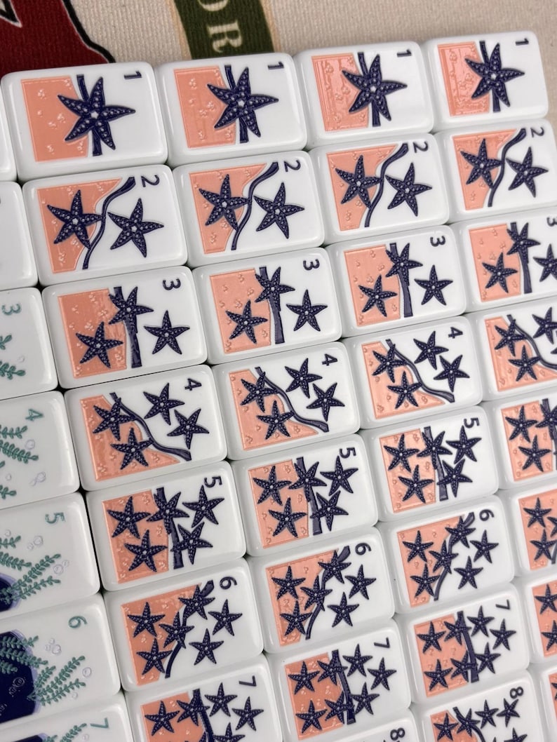 Engraved Mahjong Tile Set, Navy blue, Pre-Order image 6