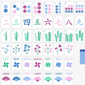 Engraved Mahjong Tile Set, Three Layer