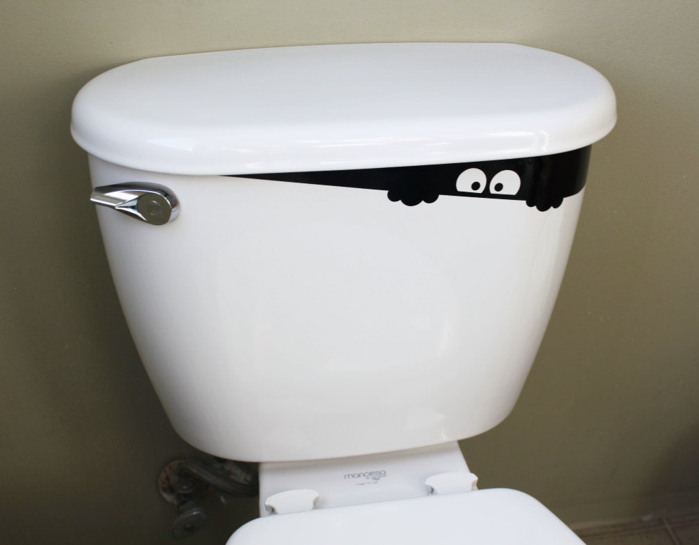 Toilet Tank Peeping Monster Decal Etsy
