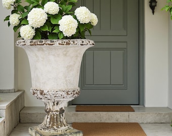 Französischer Garten-Urne-Pflanzer, Distressed-Sockel Outdoor-Vase 21 ”