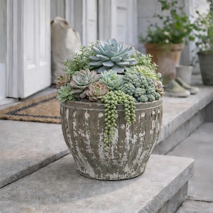 Vintage Rustic Planter Pot, Farmhouse Garden Decor