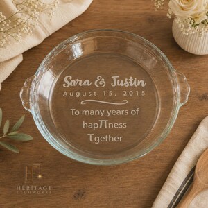 Custom Engraved Glass Pie Plate: Math Anniversary Gift
