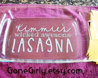 Engraved Lasagna Casserole Dish with Lid – Custom Bakeware Gift