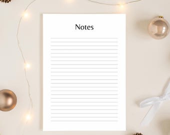 Printable Lined Notes Page Template: A4, A5 & US Letter (Digital Download)