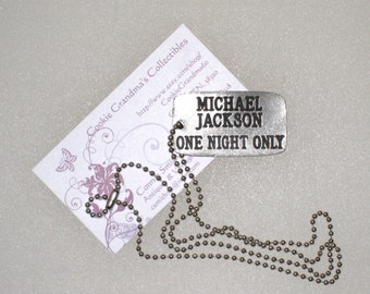 Michael Jackson Dog Tag Necklace With 24" Beaded Chain, Rare 1995 One Night Only HBO Concert Memorabilia