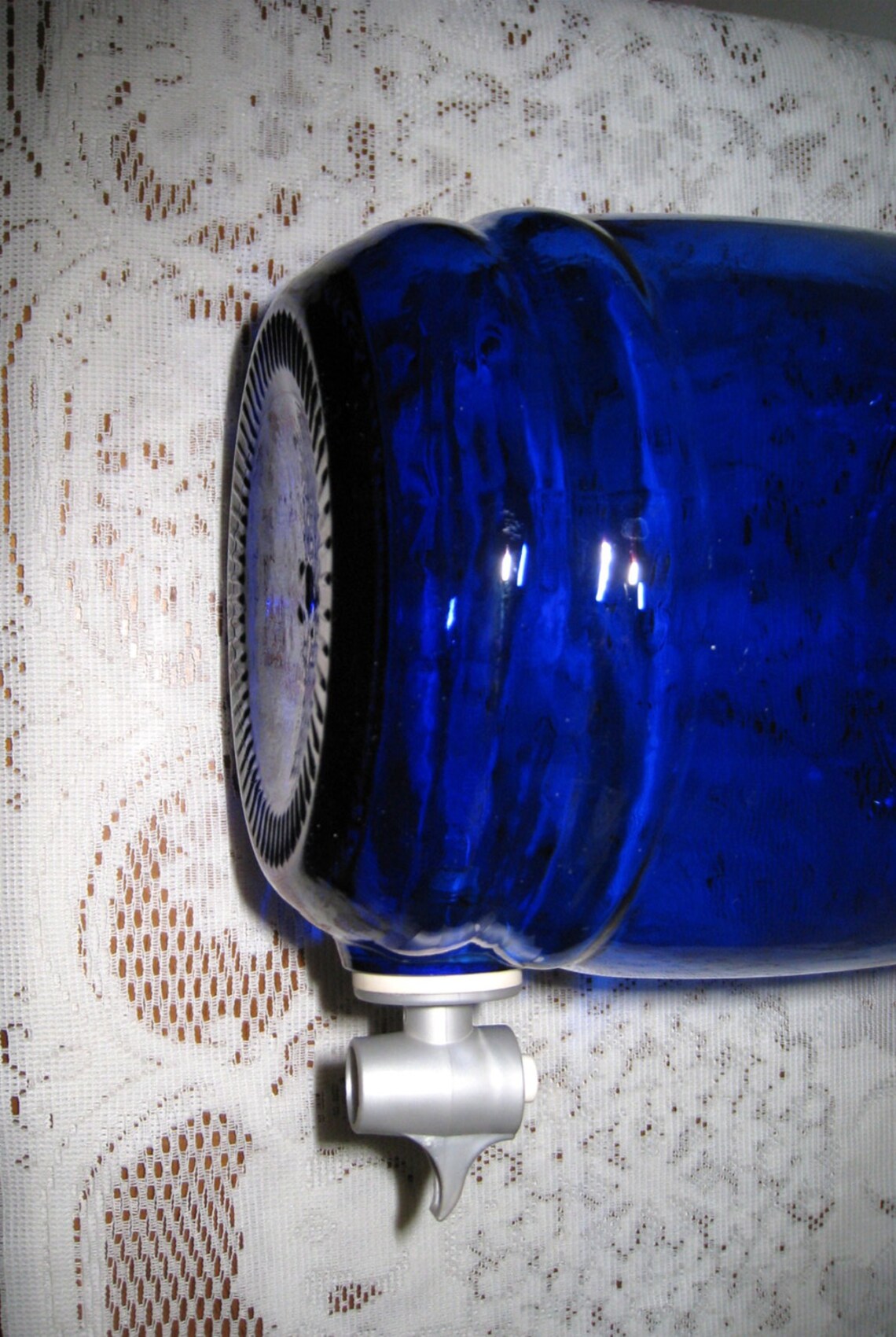 One Gallon Cobalt Blue Glass Drink Dispenser With Lid Handle Etsy