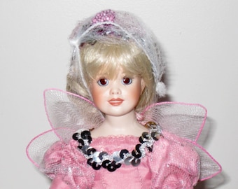 Vintage Paradise Galleries Tooth Fairy Doll, 1990s Porcelain Doll, Blonde Hair, 9"