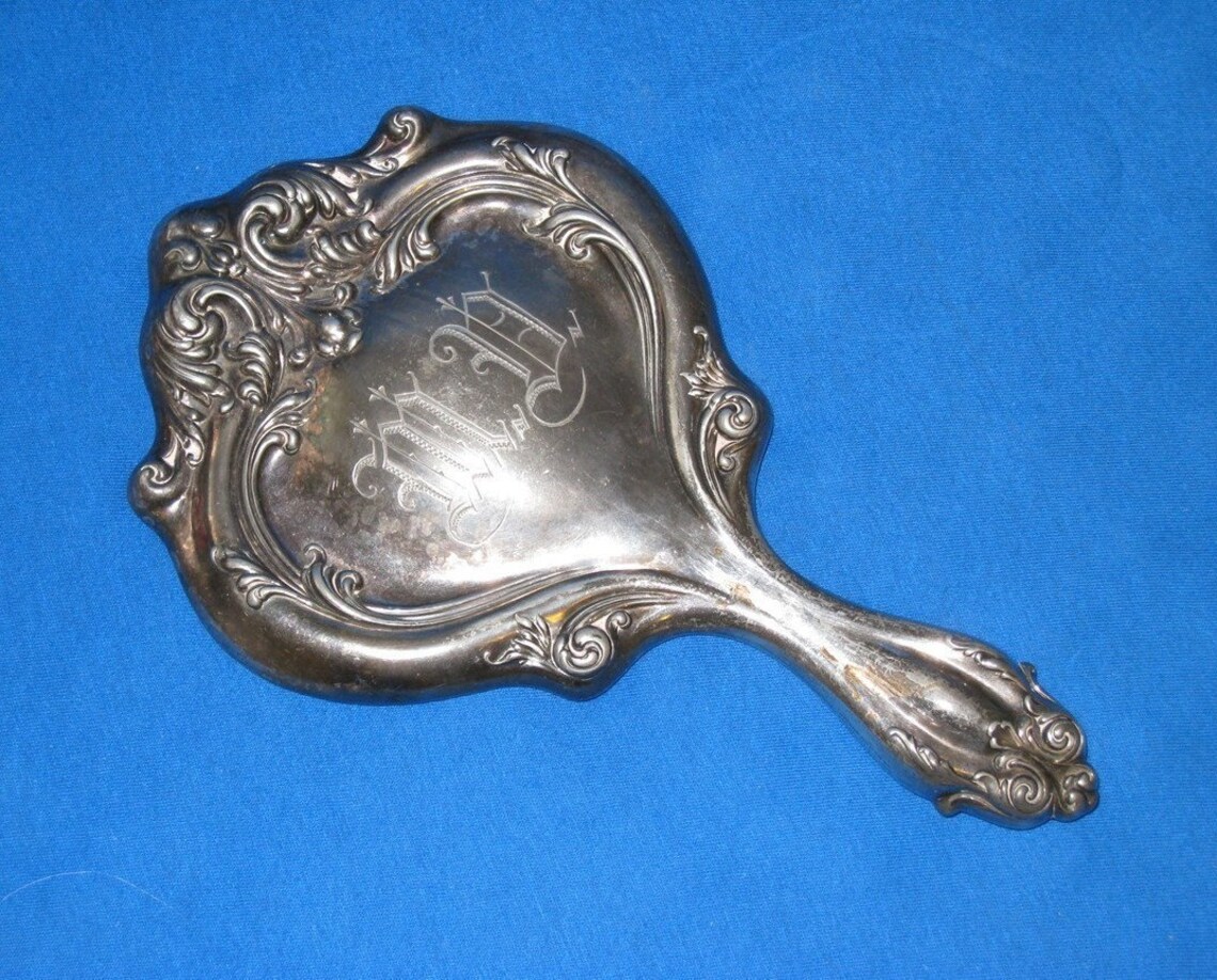 ART NOUVEAU Hand Mirror Victor Silver Co. 1904 1907 Antique Etsy