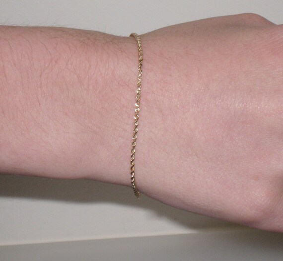 Dainty 7" 10K Gold Rope Bracelet & 14K Earrings F… - image 6