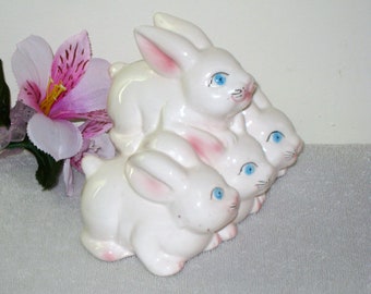 Easter Bunny Bank, Vintage Ceramic Bunnies, 6 x 5 x 4 Multiple Rabbits Coin Bank, Gift For Child, ENESCO Piggy Bank