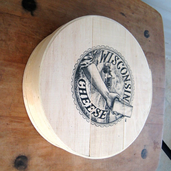 Runde h&ouml;lzerne WISCONSIN K&auml;seschachtel / 11 3/8 "X 3/3/8" / ausgezeichneter Grafik / Nizza