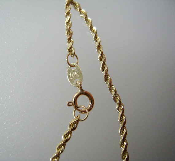 Dainty 7" 10K Gold Rope Bracelet & 14K Earrings F… - image 7