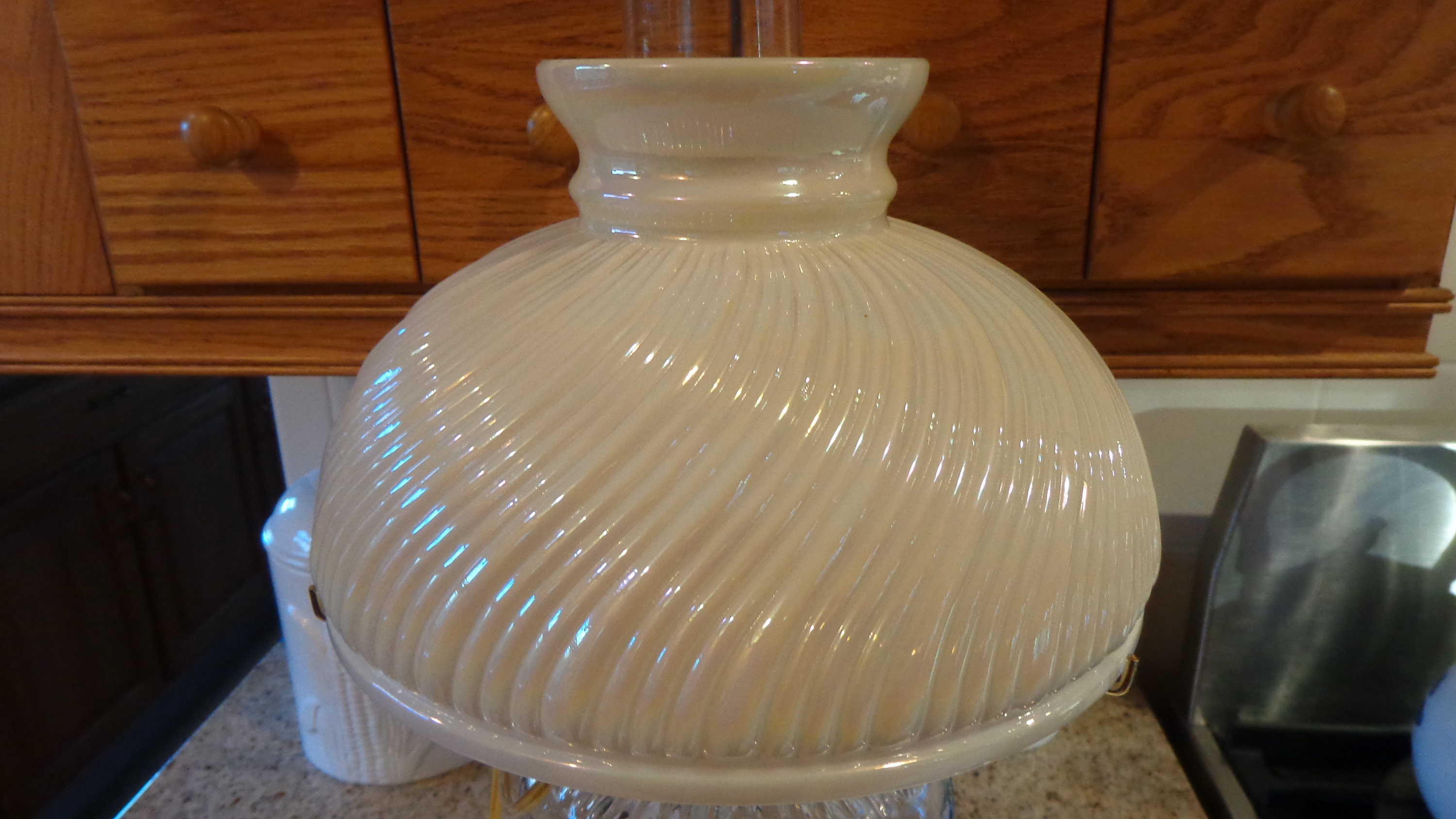 Tall Zipper Loop Oil Lamp With Opalescent Swirl Shade/ Electric Conversion Etsy