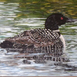 Hand-Painted Loon on 12&quot; x 18&quot; Cuisinart Wood Cutting Board/Country/Cabin/Rustic