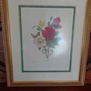 Decorative Vintage Flower Print Matted in Gallery Frame (23&quot; x 19 1/2&quot;) Non-Glare Glass