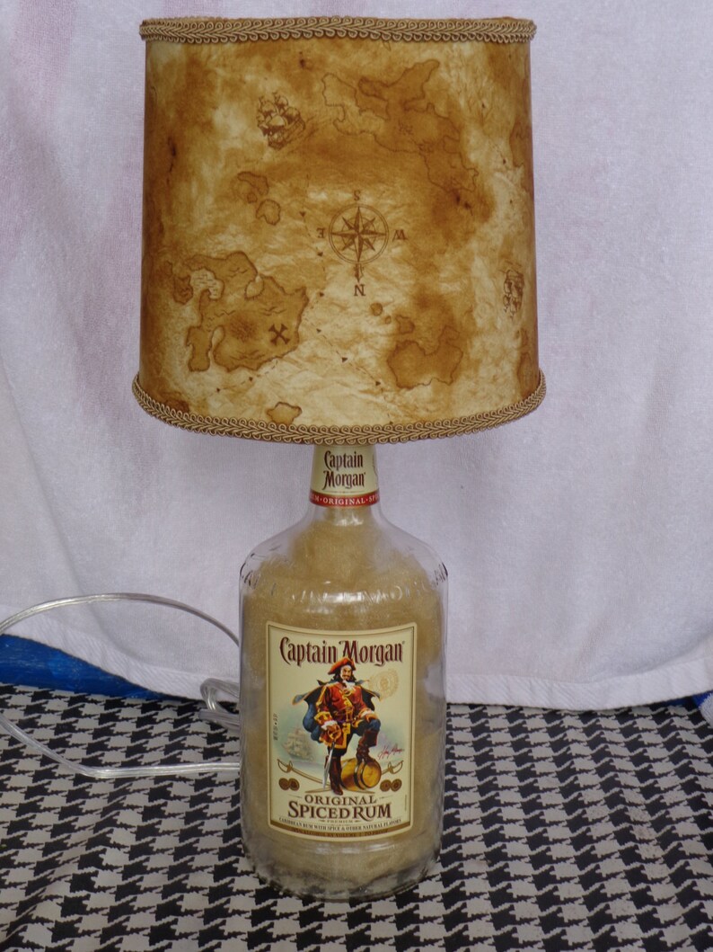 Folk Art Table Desk Lamp Captain Morgan Nautical Pirate Shade