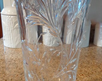 Crystal Cut Art Glass Vase (HUGE!;"Modern Look")