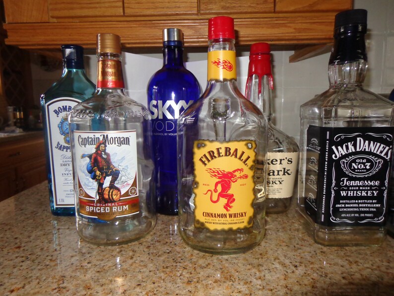 4 Blank Clear Alcohol Bottles Bottle 1:12 Self Customize Dollhouse Miniatures