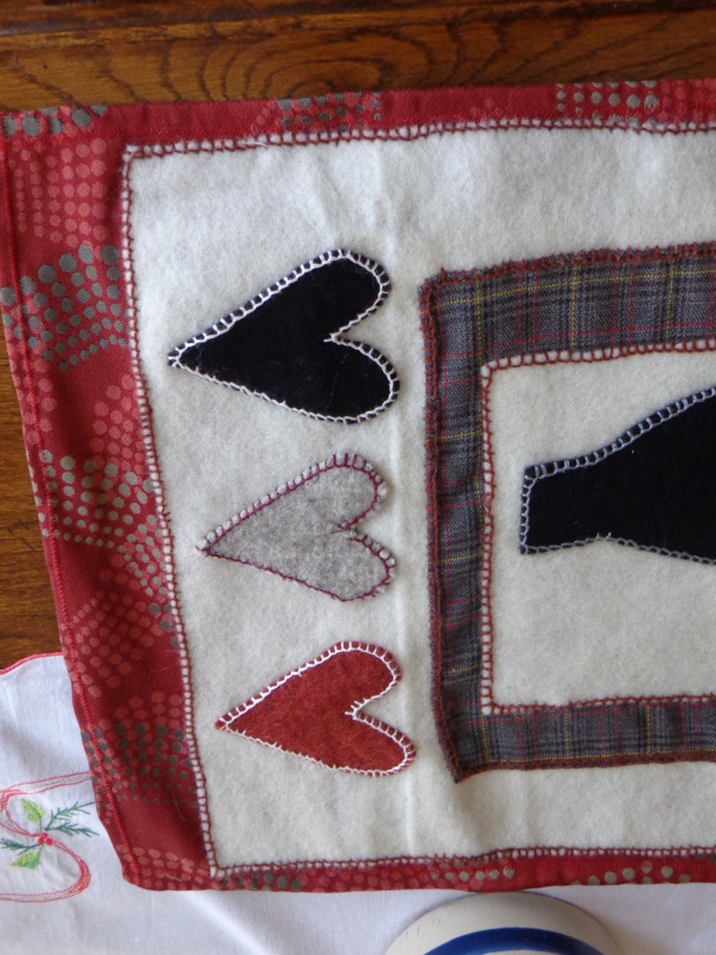 Primitive Wool Table Mat Handmade 15 x 32/Country/Cabin/Rustic Etsy