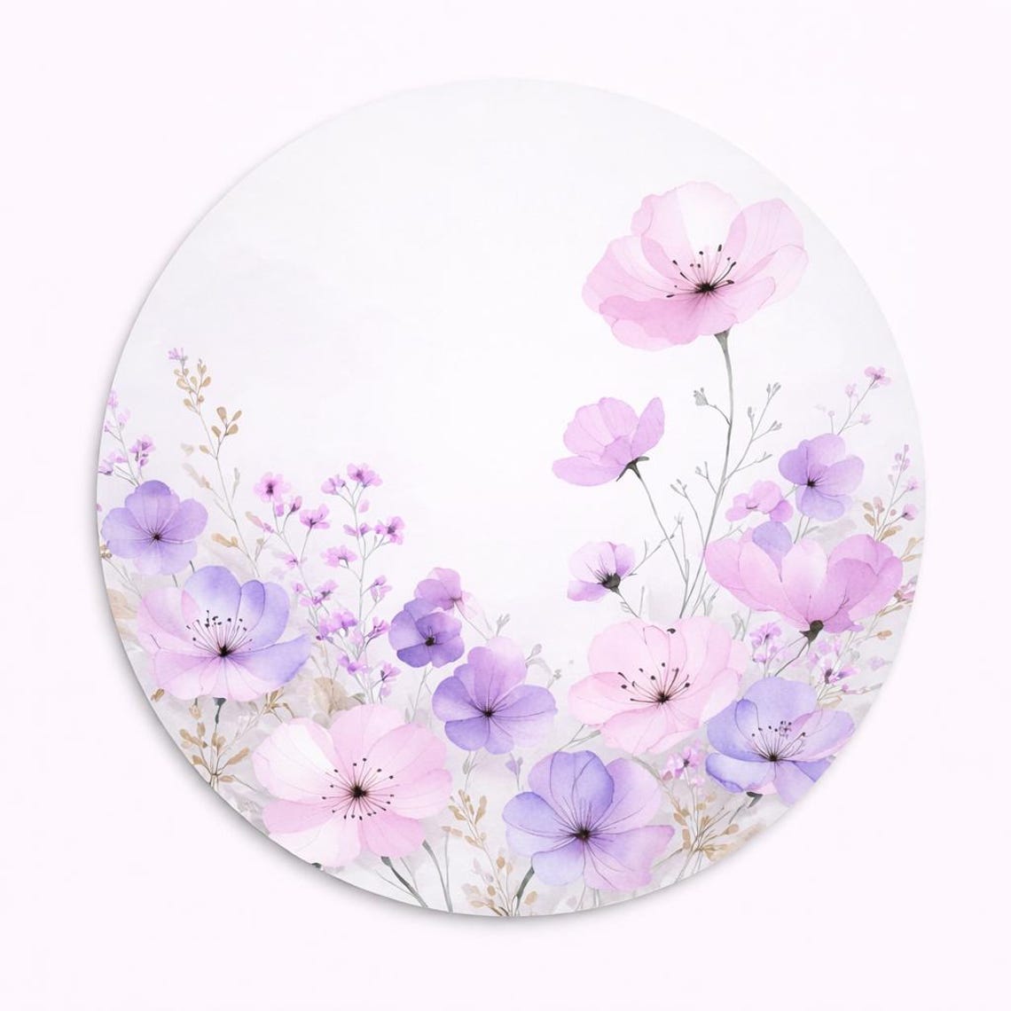 Placemat Set of 4 Pastel Floral – 15 Inch Round Placemat With Pink and ...