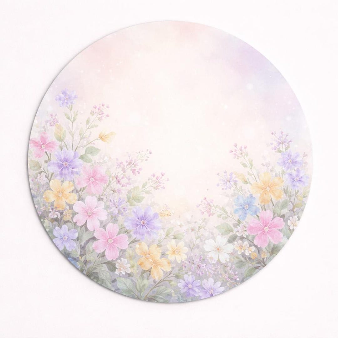 Placemat Set of 4 Pastel Floral – 15 Inch Round Placemat, Soft ...