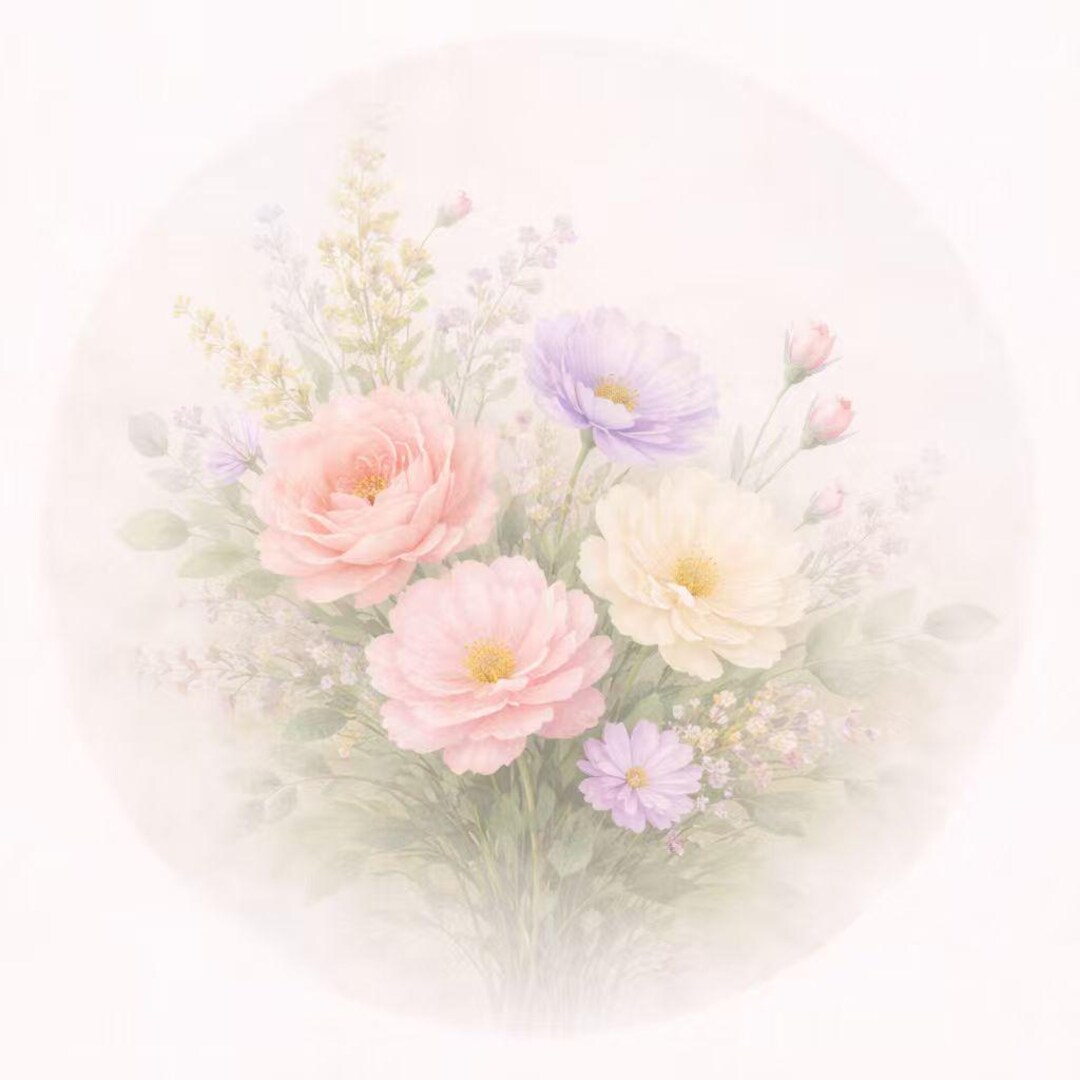 Placemat Set of 4 Pastel Floral – 15 Inch Round Placemat, Watercolor ...