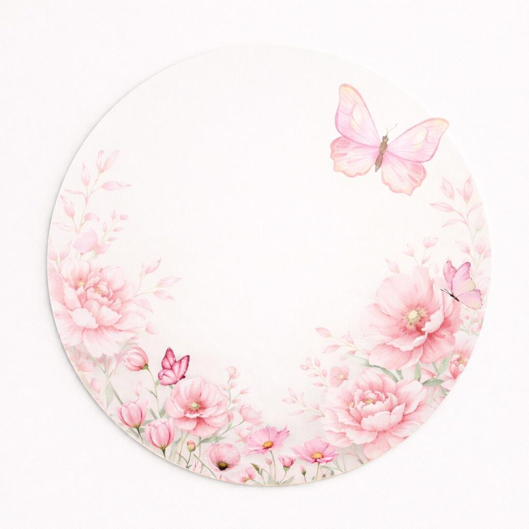 Placemat Set of 4 Pastel Floral – 15 Inch Round Placemat – Soft Pink ...