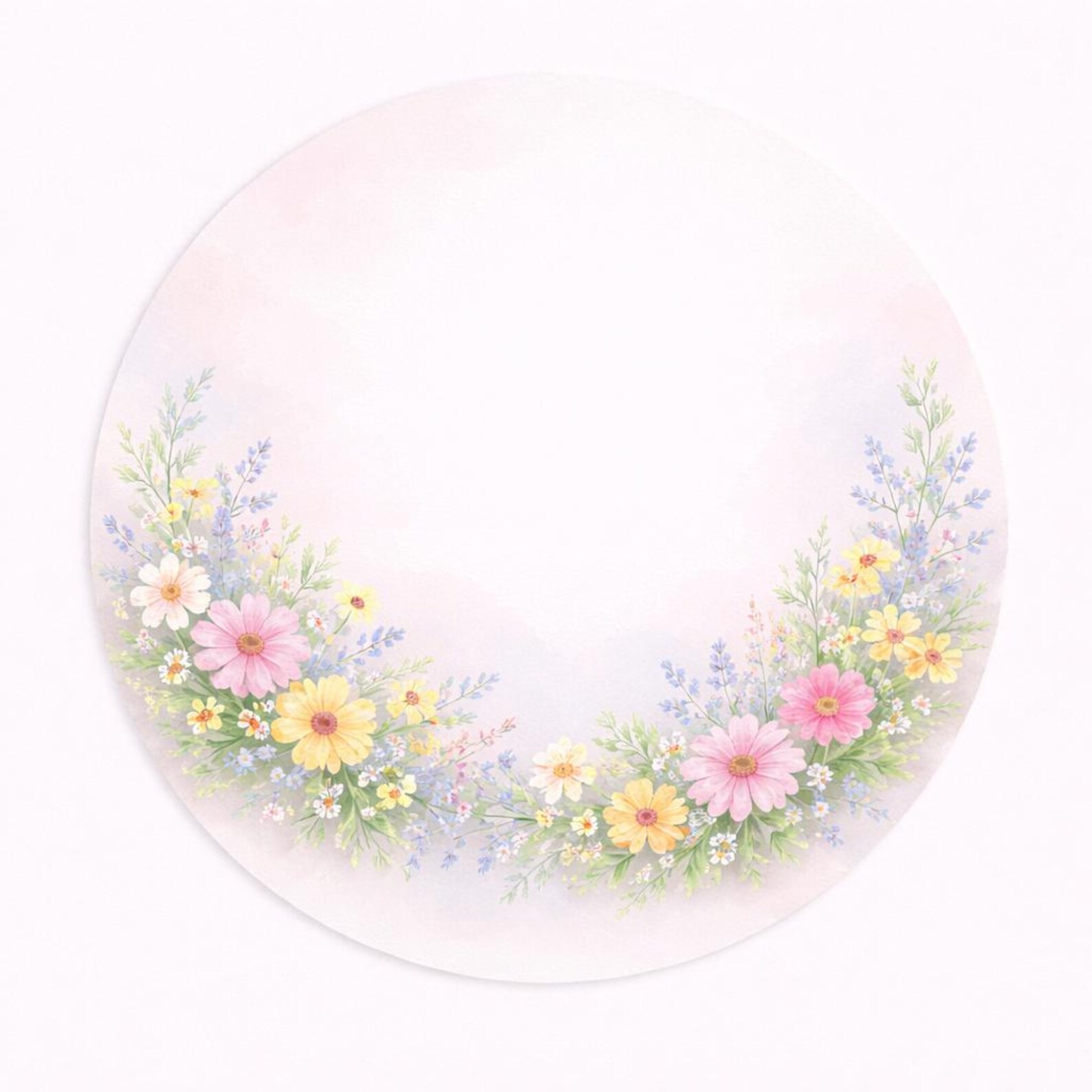 Placemat Set of 4 Pastel Floral – 15 Inch Round Placemat Soft Meadow ...
