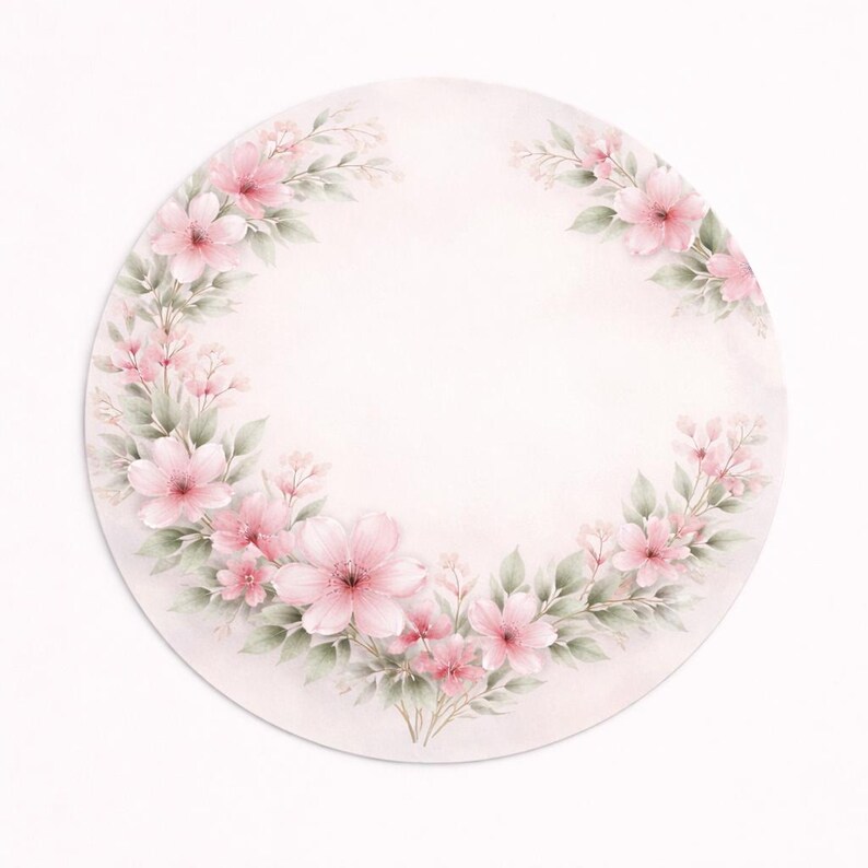 Placemat Set of 4 Pastel Floral – 15 Inch Round Placemat, Soft Blush ...