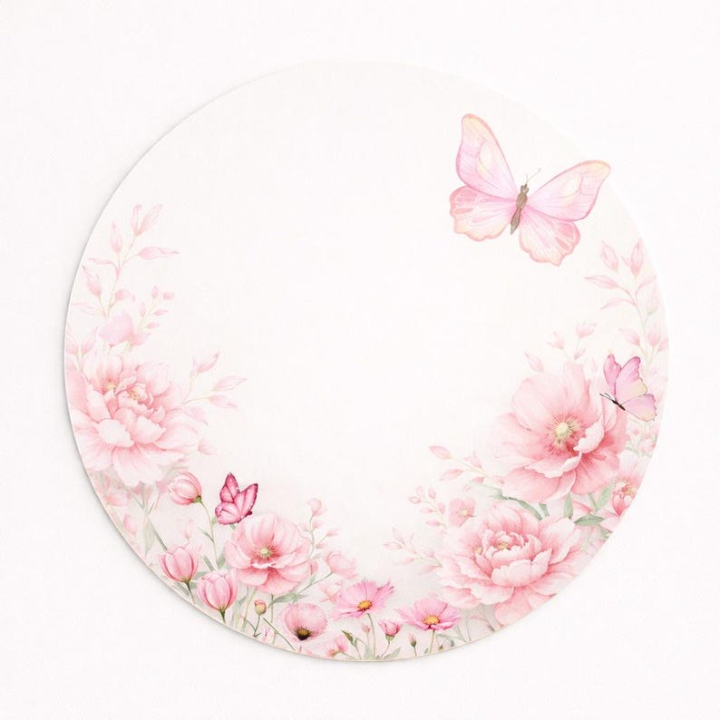 Placemat Set of 4 Pastel Floral – 15 Inch Round Placemat – Soft Pink ...