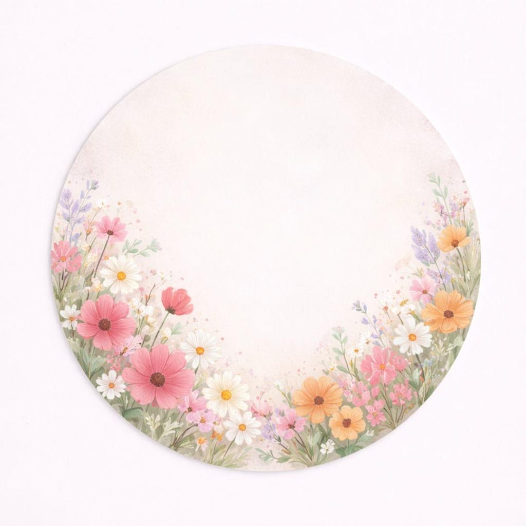 Placemat Set of 4 Pastel Floral – 15 Inch Round Placemat With Soft ...
