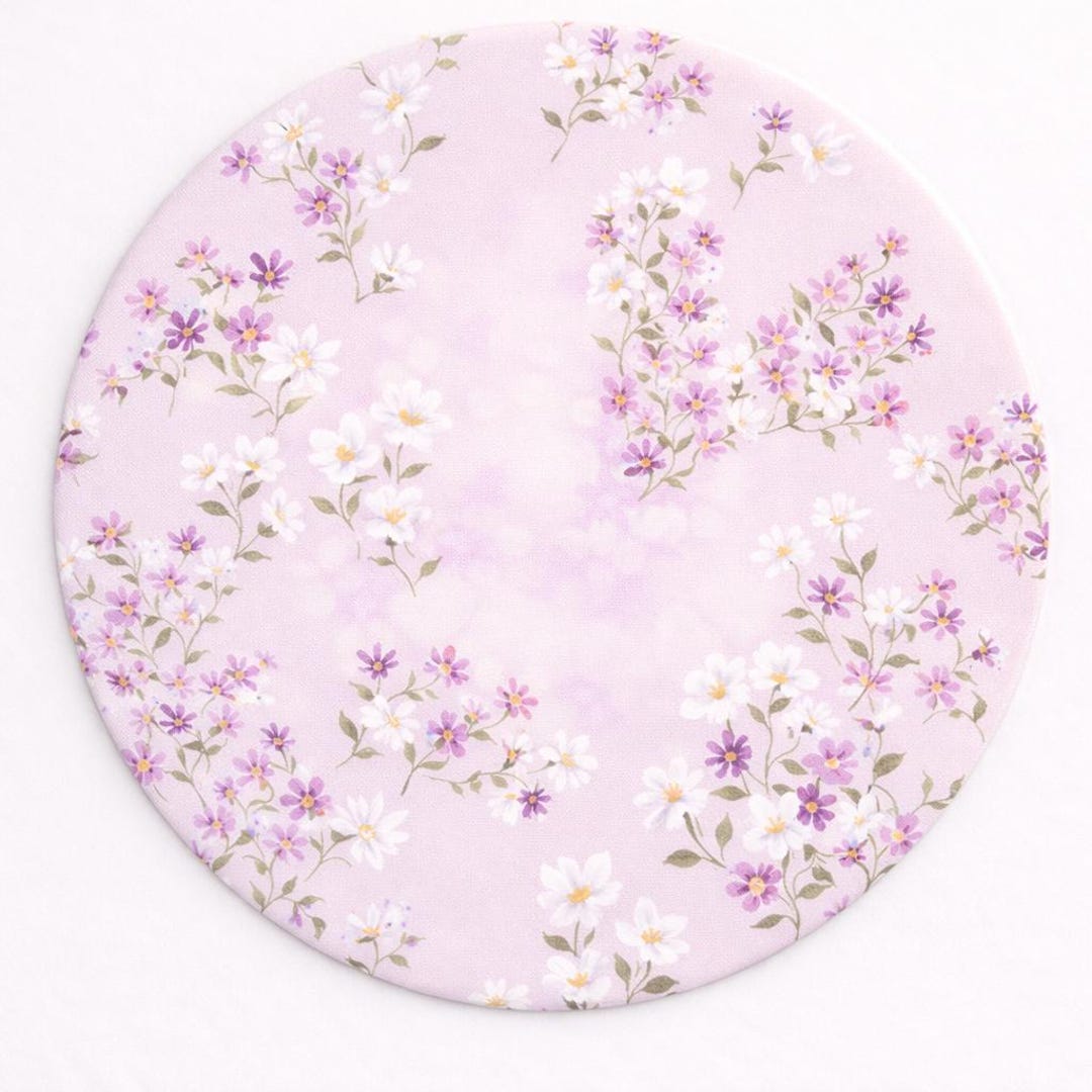 Placemat Set of 4 – 15 Inch Round –light Soft Airy Pastel Daisy Floral ...