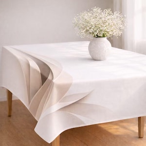 tablecloth rectangular 60x84 soft minimalist geometric tablecloth with elegant beige gradient design for modern dining table decor–polyester