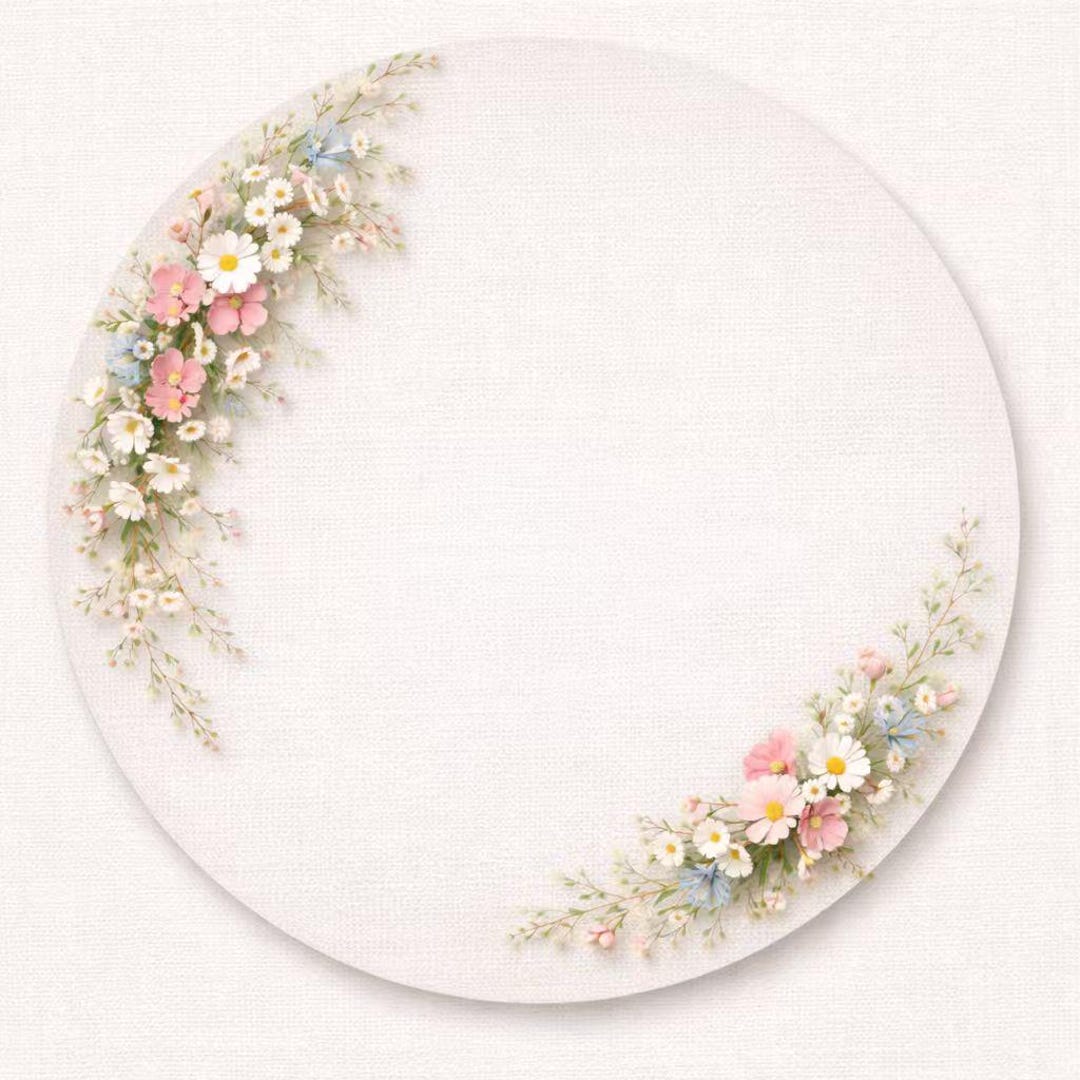 Placemat Set of 4 Light Airy Pastel Floral Corner Round Placemats 15 ...