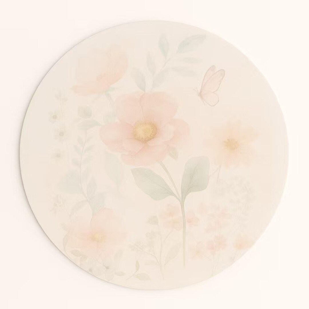 Placemat Set of 4 – 15 Inch Round – Pastel Butterfly and Floral Design ...