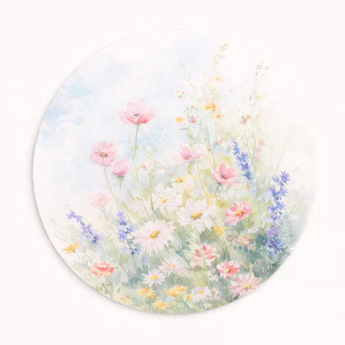 Placemat Set of 4 Pastel Meadow Floral – 15 Inch Round Placemat – Soft ...