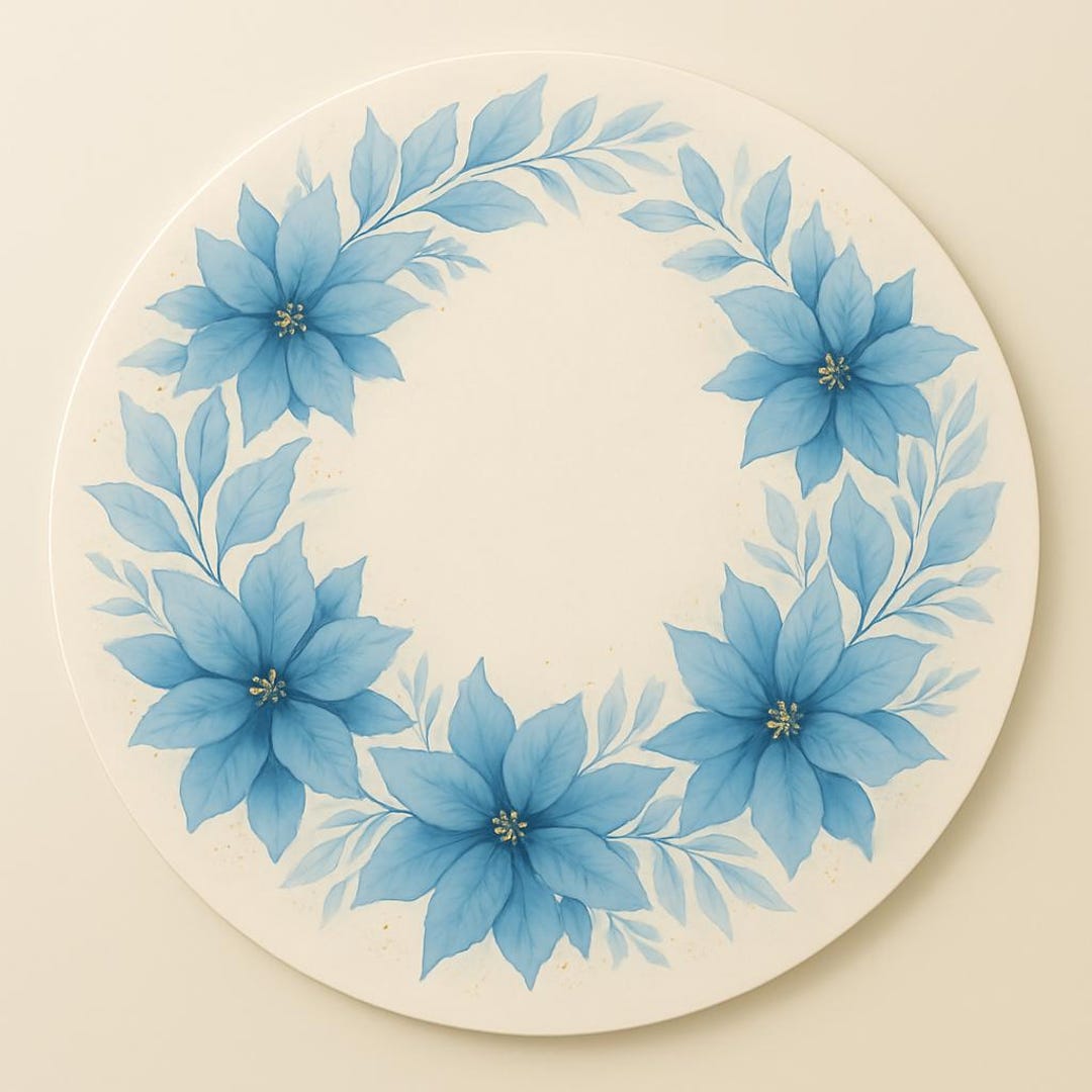 Placemat Set of 4 Pastel Blue Floral – 15 Inch Round Placemat – Soft ...