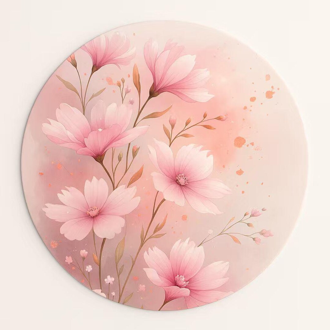 Placemat Set of 4 Pastel Floral – 15 Inch Round Placemat – Soft Pink ...