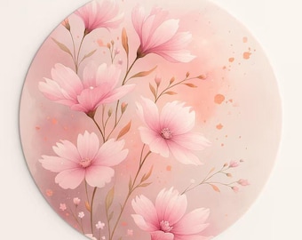 placemat set of 4 pastel floral – 15 inch round placemat – soft pink wildflower table mat for elegant kitchen and dining table decor