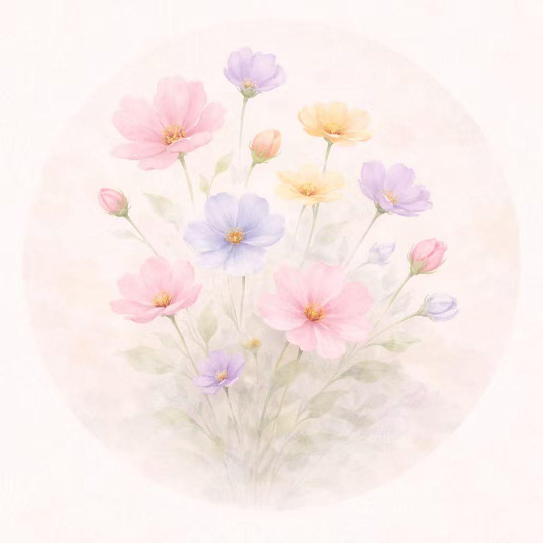 Placemat Set of 4 Pastel Floral – 15 Inch Round Placemat – Soft ...