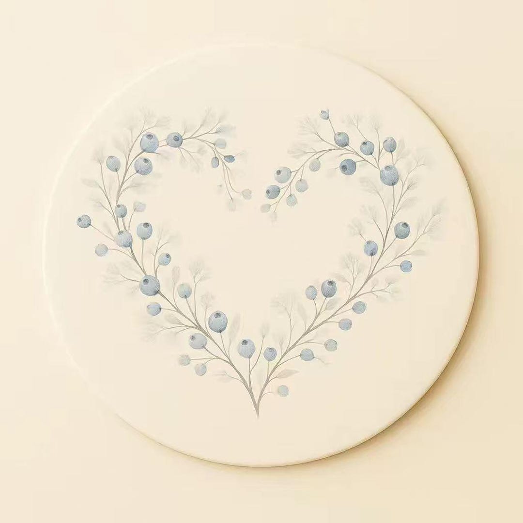 Placemat Set of 4 Pastel Blue Botanical – 15 Inch Round Placemat ...