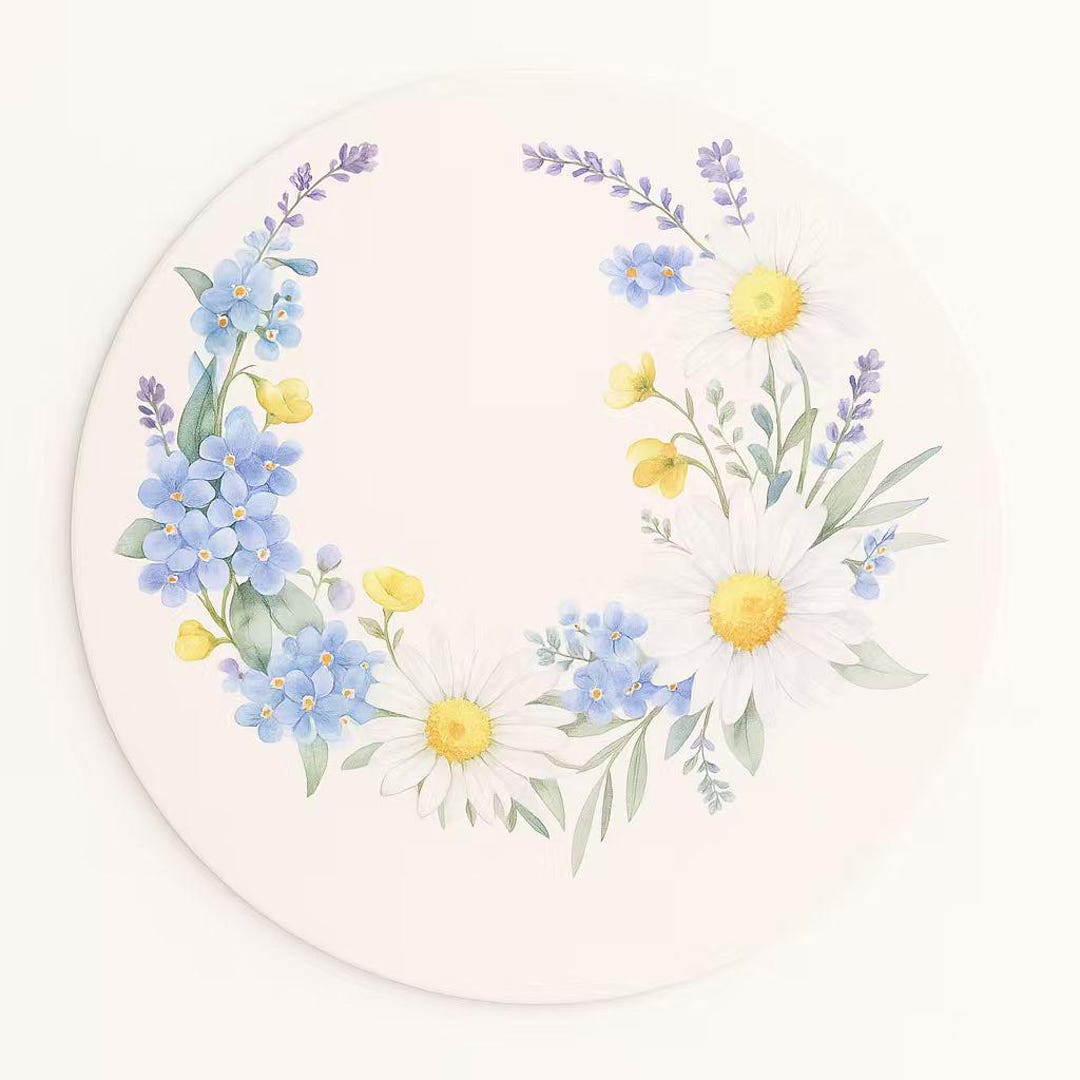 Placemat Set of 4 Pastel –15 Inch Round Placemat – Daisy Floral ...