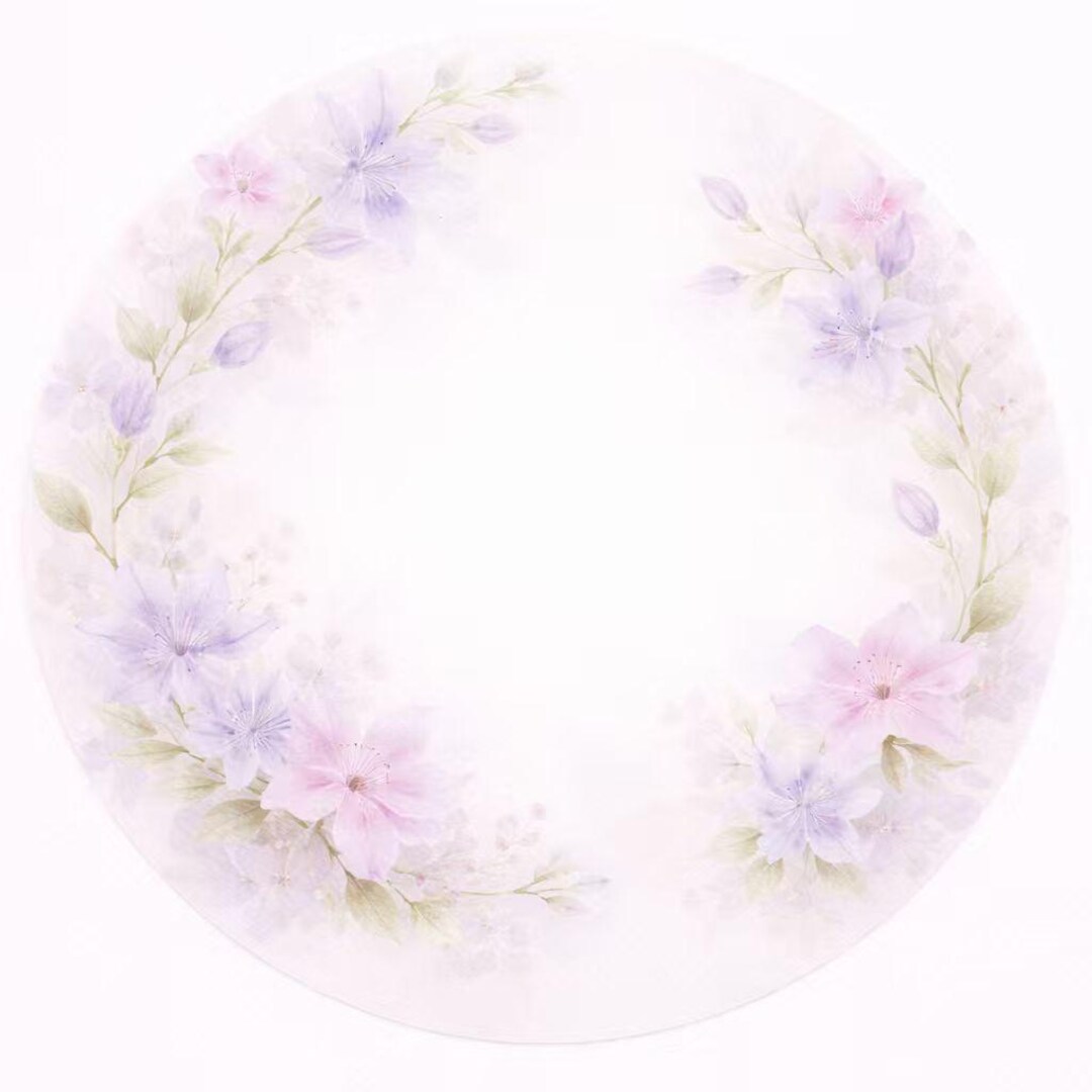 Soft Pastel Floral Wreath Round Placemat Set of 4, 15 Inch Polyester ...