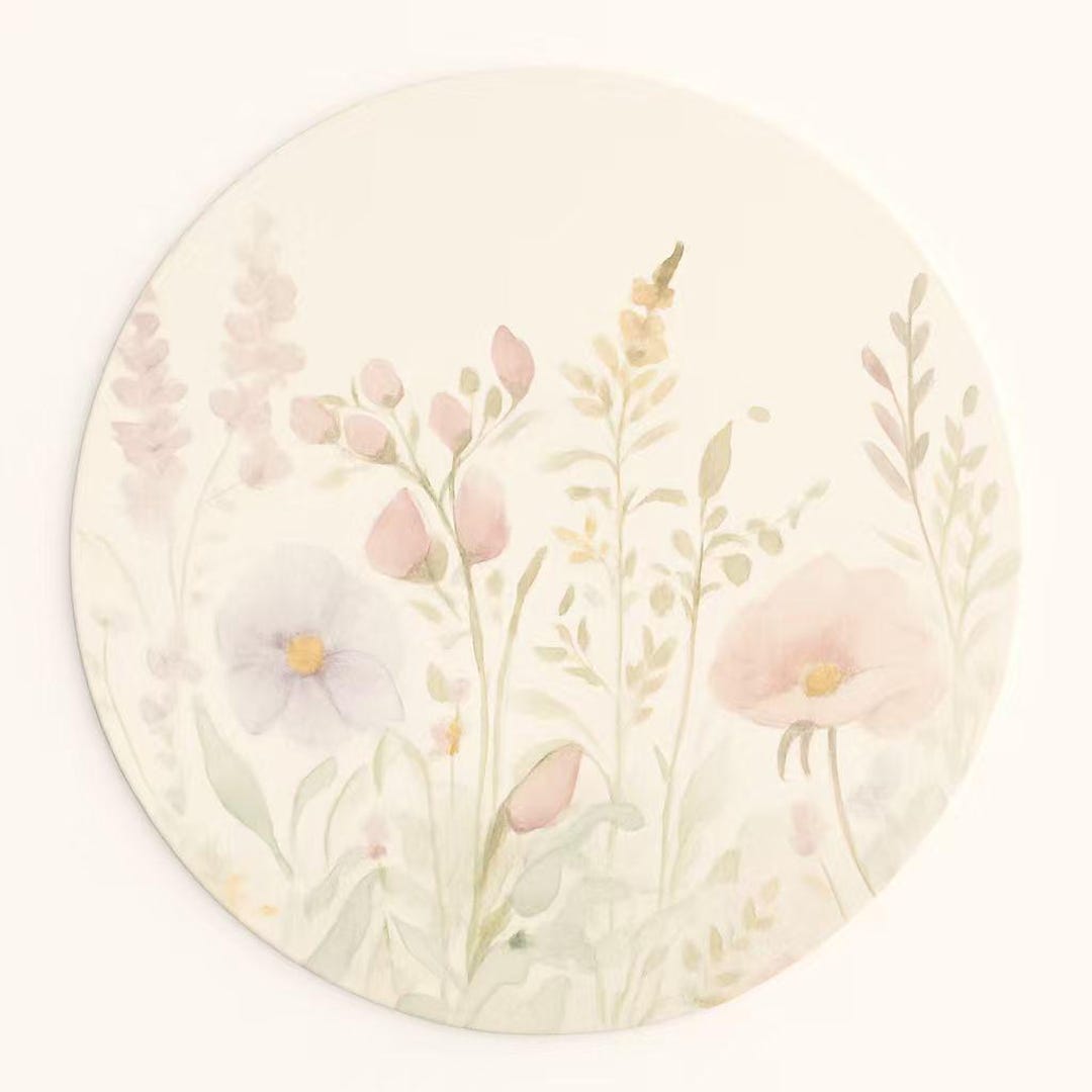 Placemat Set of 4 – 15 Inch Round – Watercolor Garden – Soft Floral ...