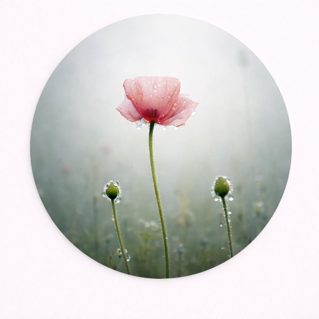 Placemat Set of 4 Pastel – 15 Inch Round Placemat – Soft Pink Poppy ...
